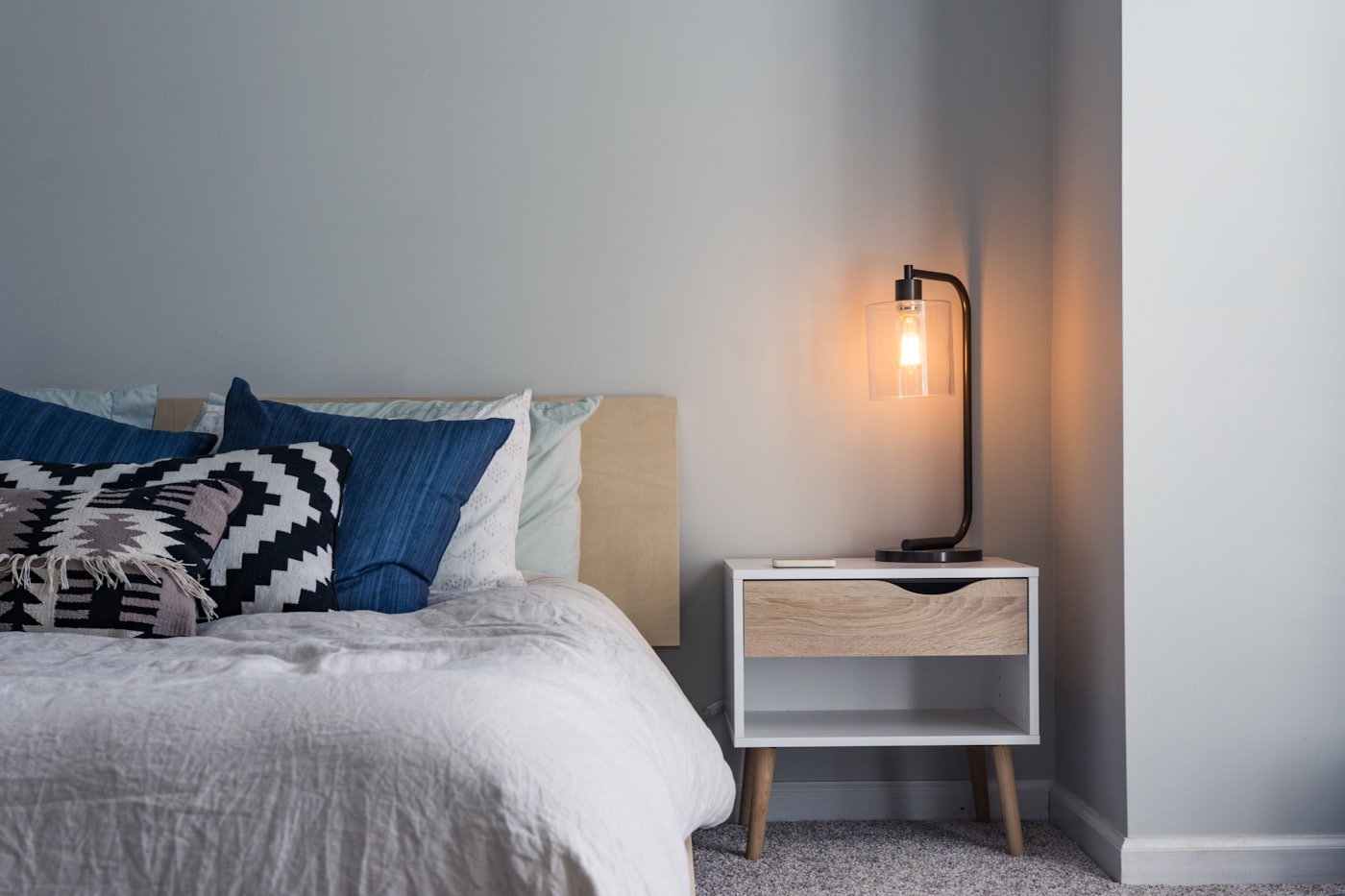 A minimalist bedside detail