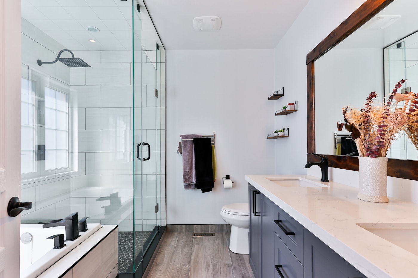 A clean, modern bathroom