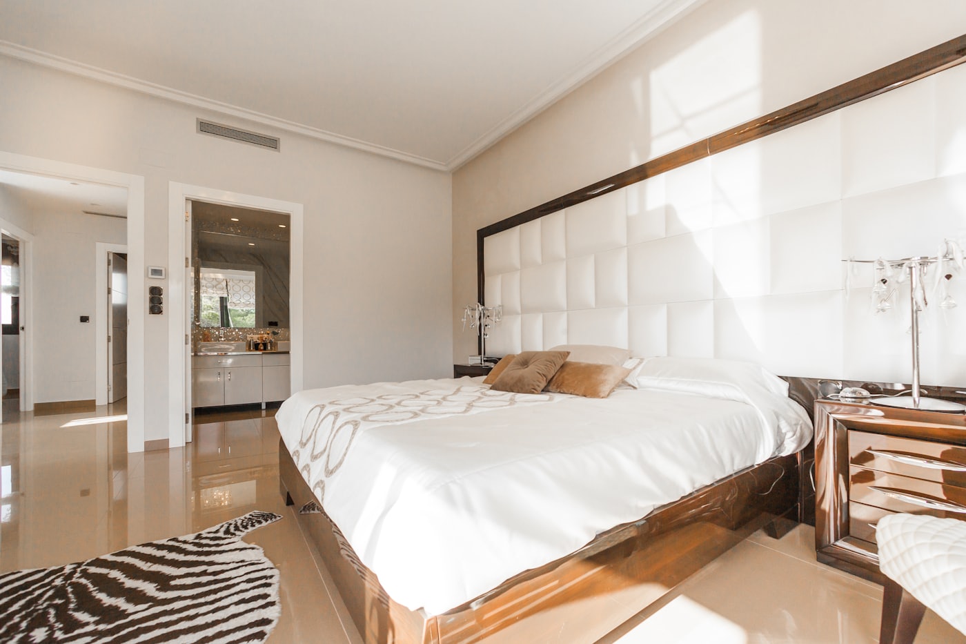 A bright guest bedroom